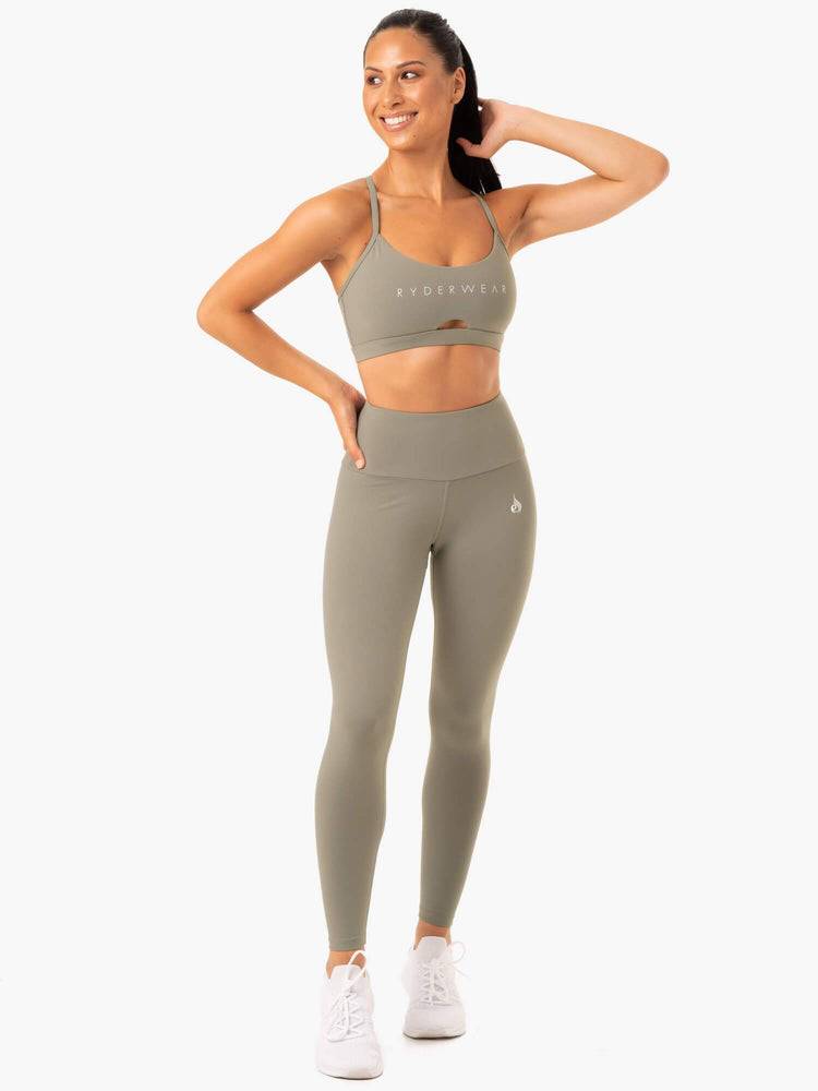 Women's Ryderwear Women Sports Bra Staples Sports Bra Khaki | NZ2428WY