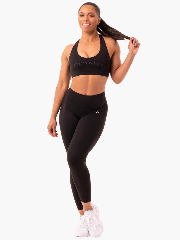 Women's Ryderwear Women Sports Bra Staples Cross Over Sports Bra Black | NZ2481QZ