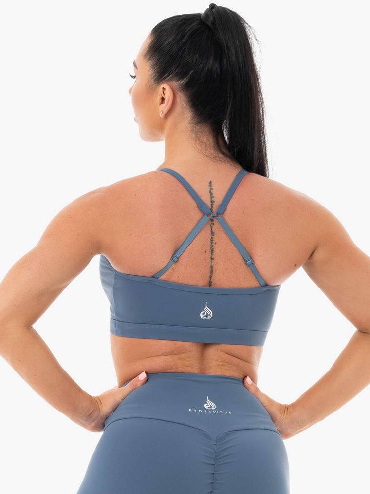 Women's Ryderwear Women Sports Bra Staples Sports Bra Steel Blue | NZ2549AP