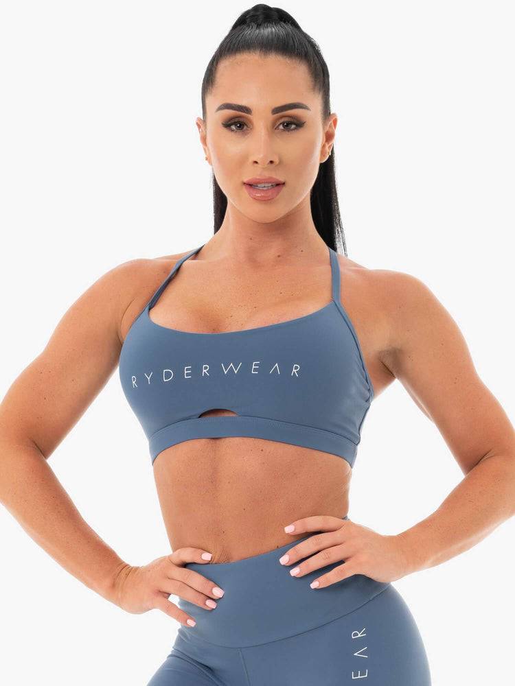 Women's Ryderwear Women Sports Bra Staples Sports Bra Steel Blue | NZ2549AP