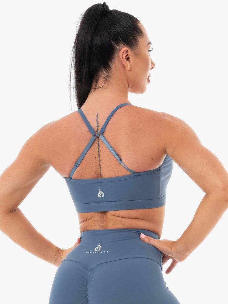 Women's Ryderwear Women Sports Bra Staples Sports Bra Steel Blue | NZ2549AP