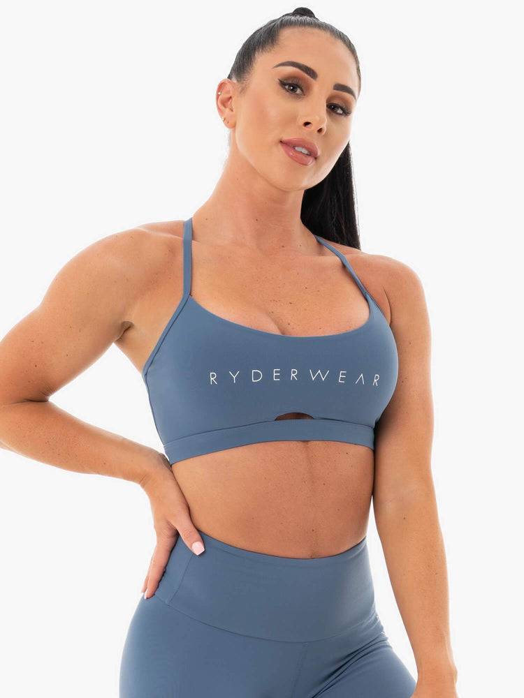 Women's Ryderwear Women Sports Bra Staples Sports Bra Steel Blue | NZ2549AP