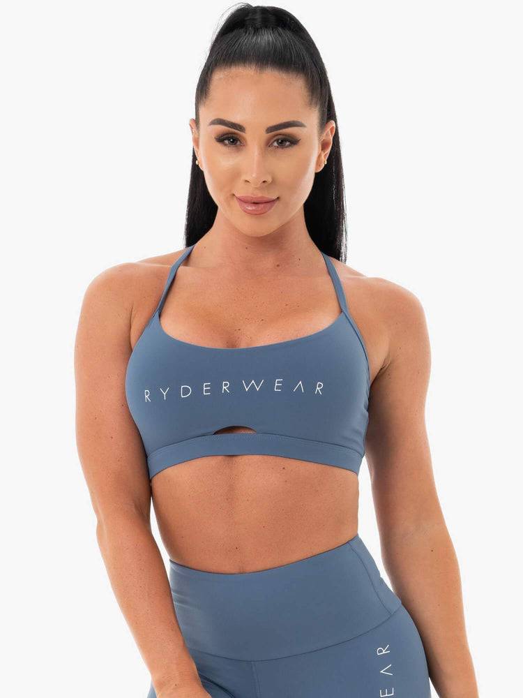 Women\'s Ryderwear Women Sports Bra Staples Sports Bra Steel Blue | NZ2549AP