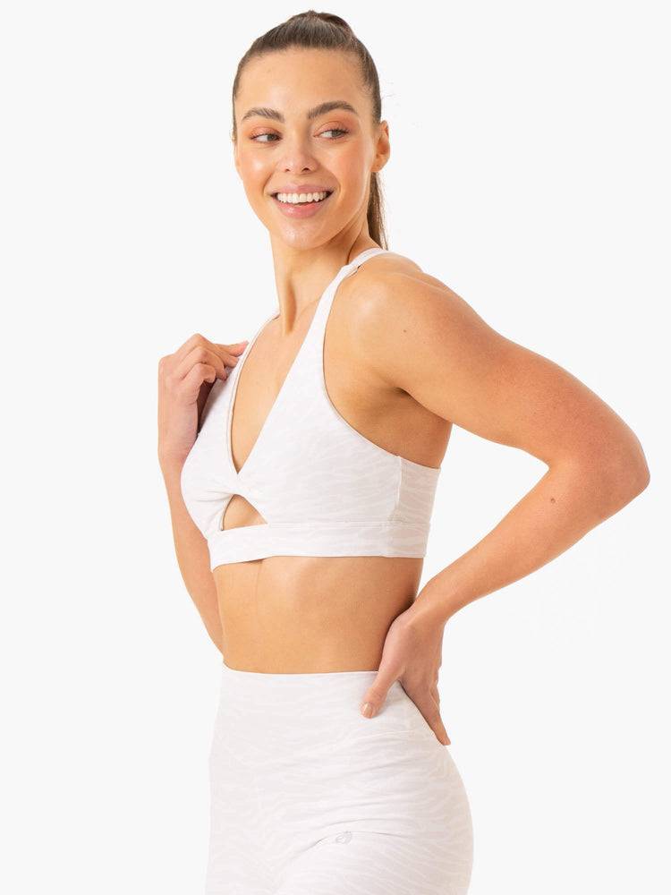 Women's Ryderwear Women Sports Bra Transform Twist Sports Bra White Zebra | NZ2228XF