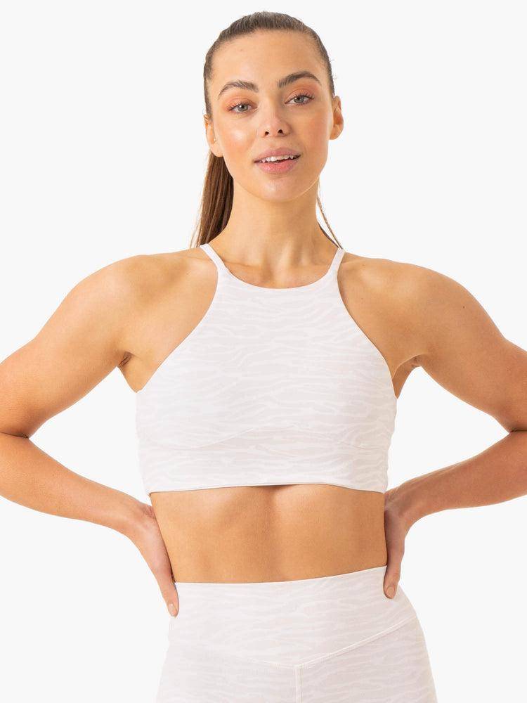 Women's Ryderwear Women Sports Bra Transform Reversible Sports Crop Sports Bra White Zebra | NZ2273FM