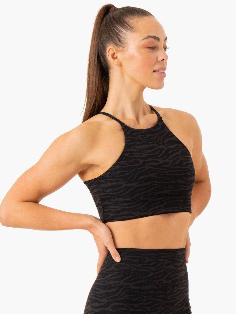 Women's Ryderwear Women Sports Bra Transform Reversible Sports Crop Sports Bra Black Zebra | NZ2297SO