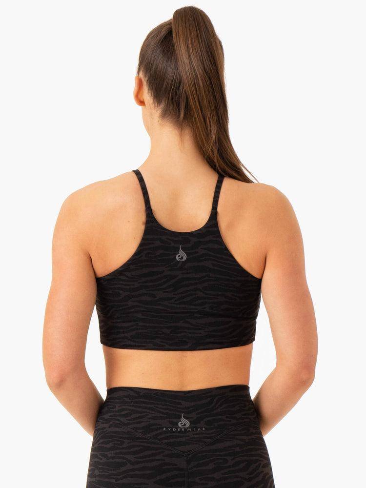 Women's Ryderwear Women Sports Bra Transform Reversible Sports Crop Sports Bra Black Zebra | NZ2297SO