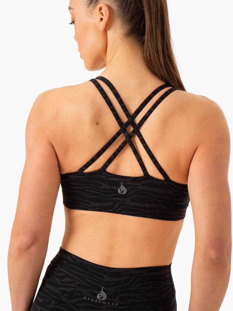 Women's Ryderwear Women Sports Bra Transform Twist Sports Bra Black Zebra | NZ2321TV