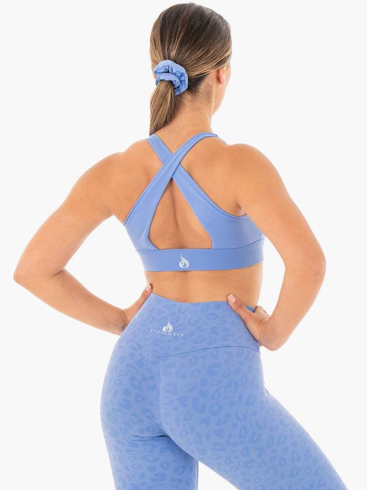 Women's Ryderwear Women Sports Bra Wild Cross Over Sports Bra Blue | NZ2383XF