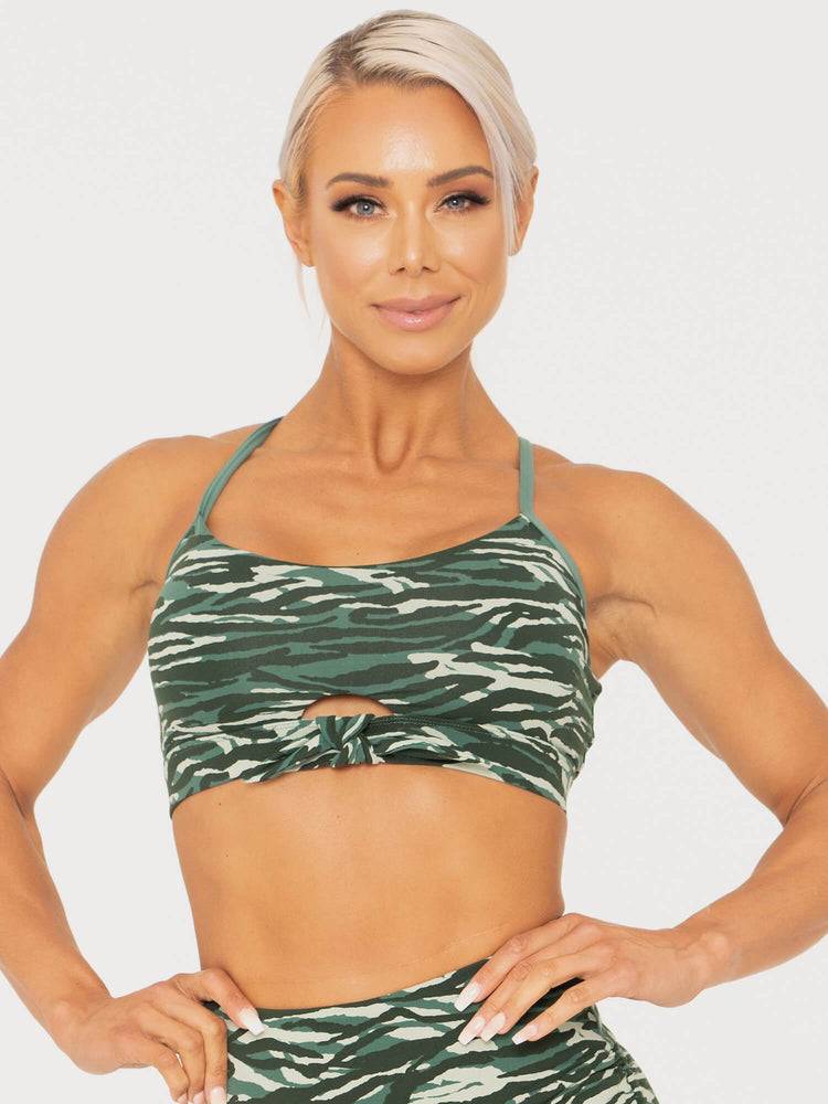 Women's Ryderwear Women Sports Bra Wild Tied Up Sports Bra Tiger Green | NZ2449UT