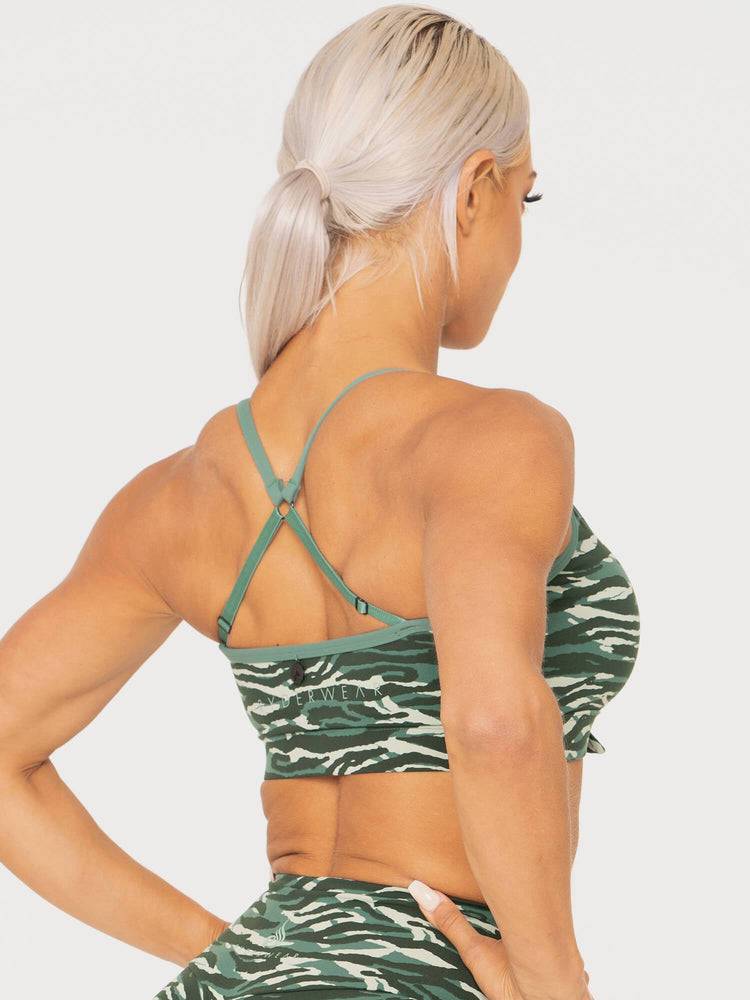 Women's Ryderwear Women Sports Bra Wild Tied Up Sports Bra Tiger Green | NZ2449UT