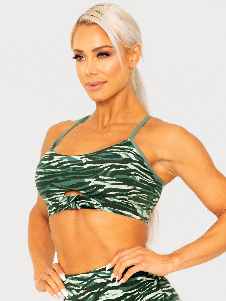 Women's Ryderwear Women Sports Bra Wild Tied Up Sports Bra Tiger Green | NZ2449UT