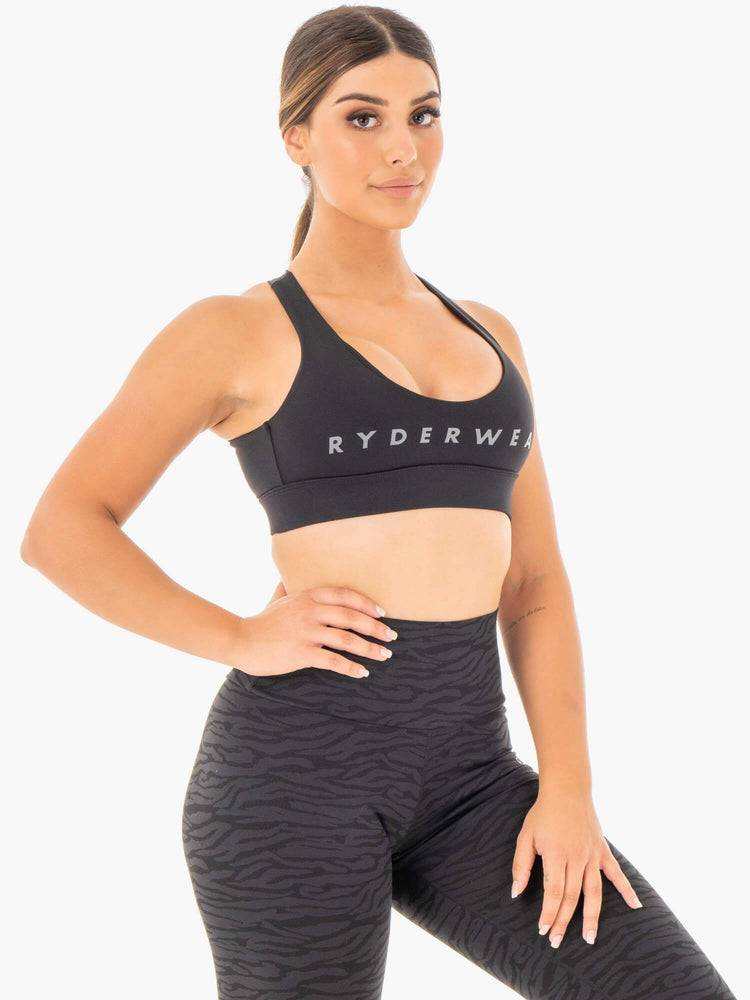 Women's Ryderwear Women Sports Bra Wild Cross Over Sports Bra Black | NZ2475UT