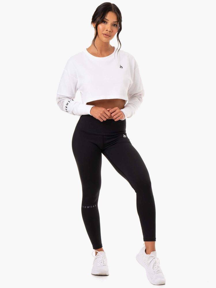 Women's Ryderwear Women Sweaters Amazon Mesh Cropped Sweaters White | NZ2570HK