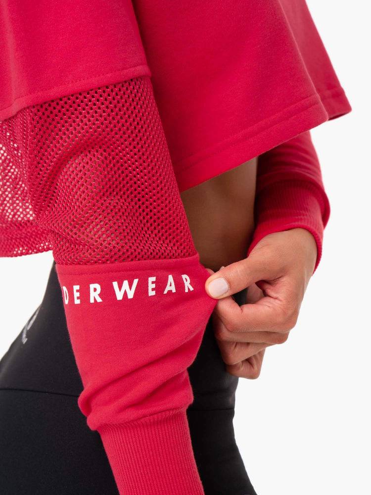 Women's Ryderwear Women Sweaters Amazon Mesh Cropped Sweaters Strawberry Red | NZ2594KI