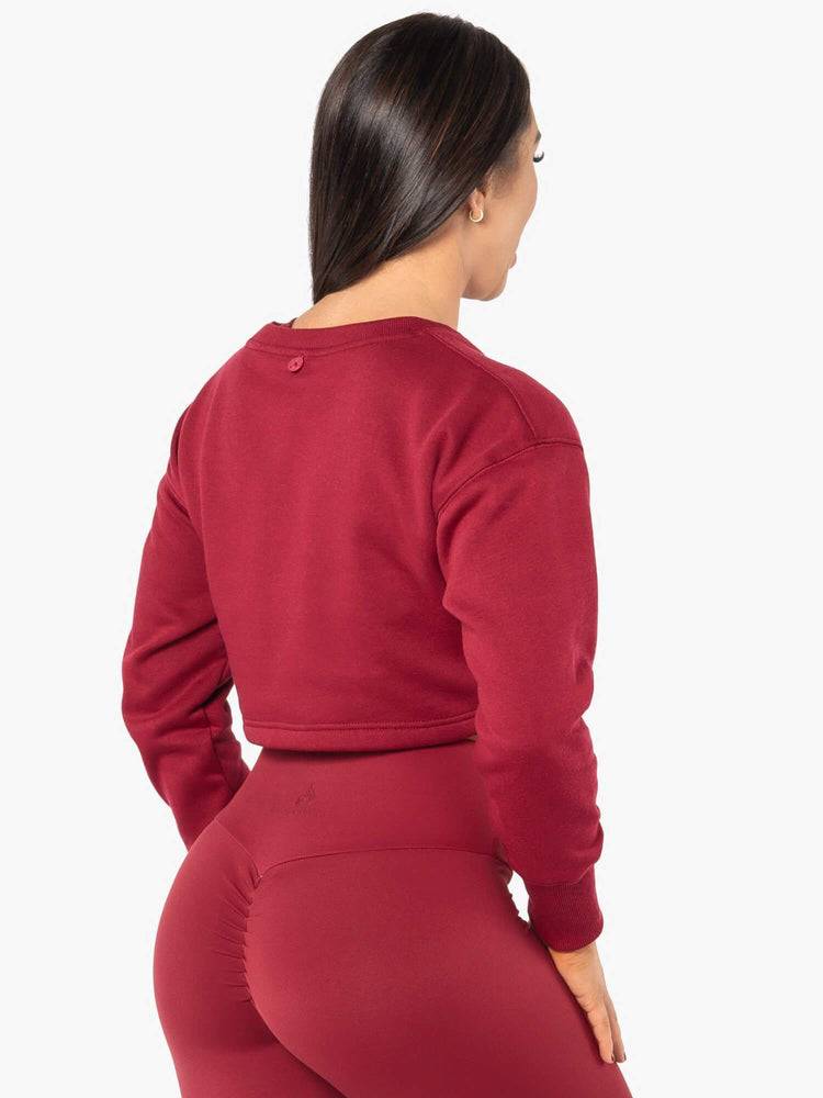 Women's Ryderwear Women Sweaters Elevate Cropped Sweaters Berry Red | NZ2569JJ