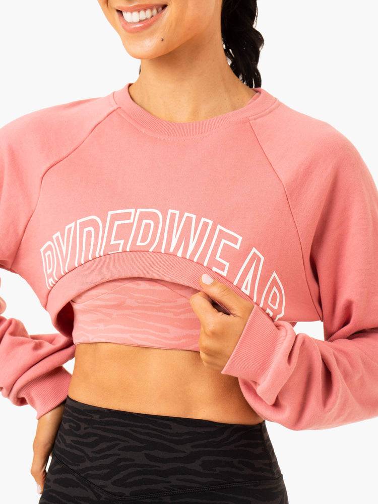 Women's Ryderwear Women Sweaters Emerge Super Crop Sweaters Pink | NZ2652TV