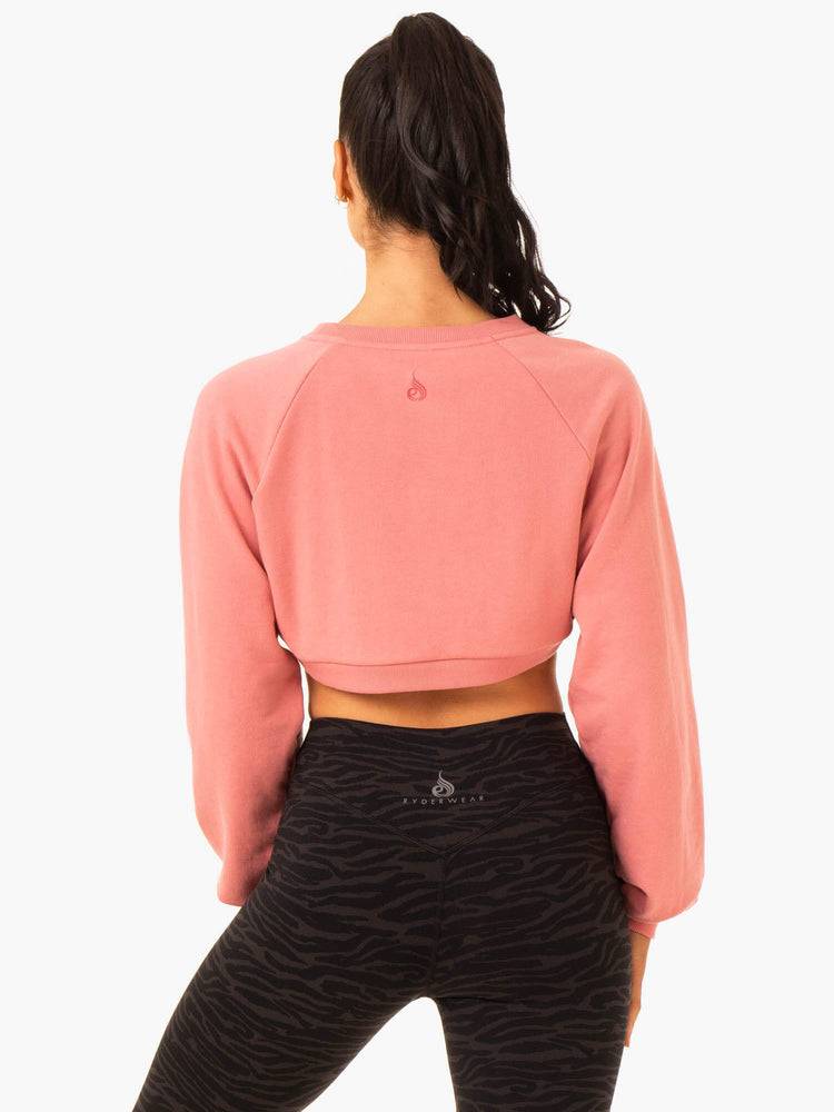 Women's Ryderwear Women Sweaters Emerge Super Crop Sweaters Pink | NZ2652TV