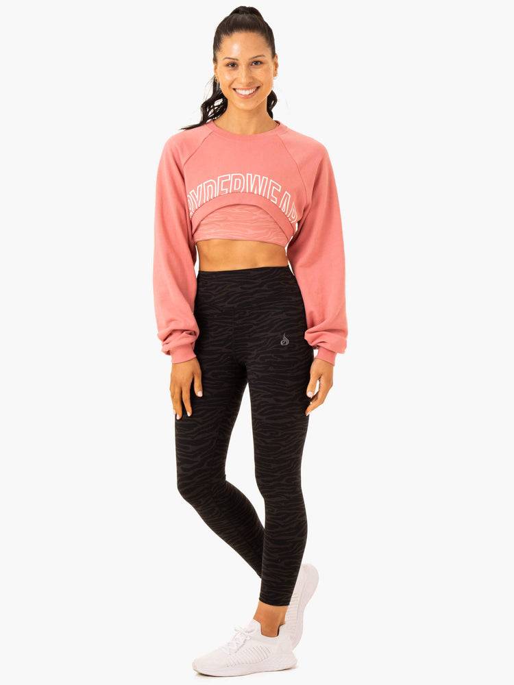 Women's Ryderwear Women Sweaters Emerge Super Crop Sweaters Pink | NZ2652TV