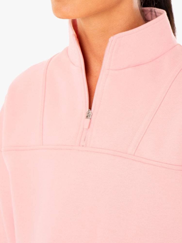 Women's Ryderwear Women Sweaters Evolution Half Zip Sweaters Pink | NZ2573DN