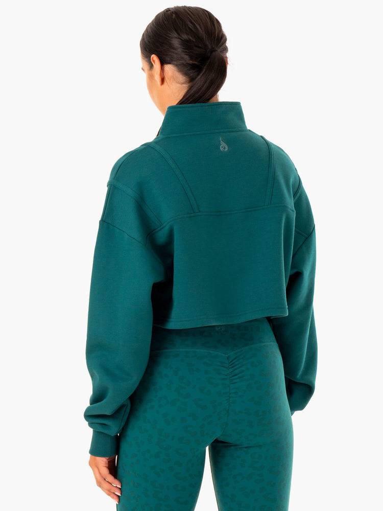 Women's Ryderwear Women Sweaters Evolution Half Zip Sweaters Teal | NZ2581TV