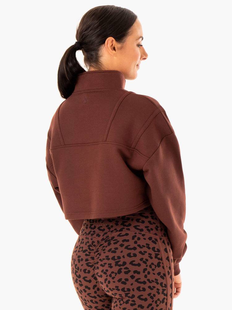 Women's Ryderwear Women Sweaters Evolution Half Zip Sweaters Chocolate | NZ2583EX