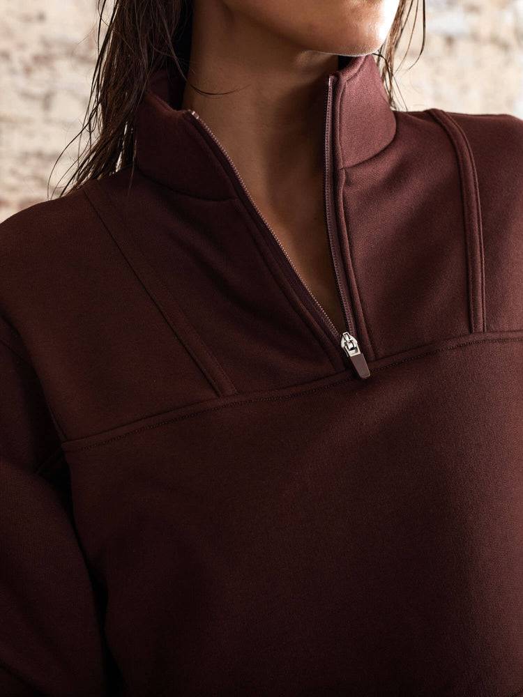 Women's Ryderwear Women Sweaters Evolution Half Zip Sweaters Chocolate | NZ2583EX