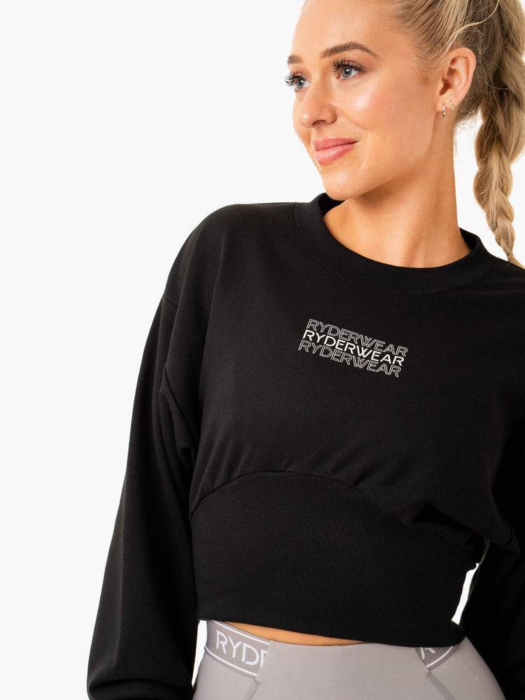 Women's Ryderwear Women Sweaters Level Up Jumper Sweaters Black | NZ2576PQ