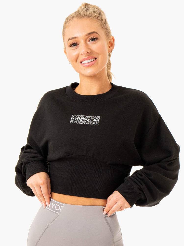 Women's Ryderwear Women Sweaters Level Up Jumper Sweaters Black | NZ2576PQ