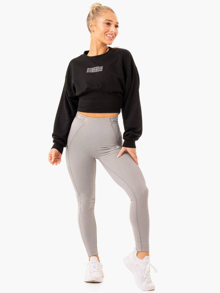 Women's Ryderwear Women Sweaters Level Up Jumper Sweaters Black | NZ2576PQ