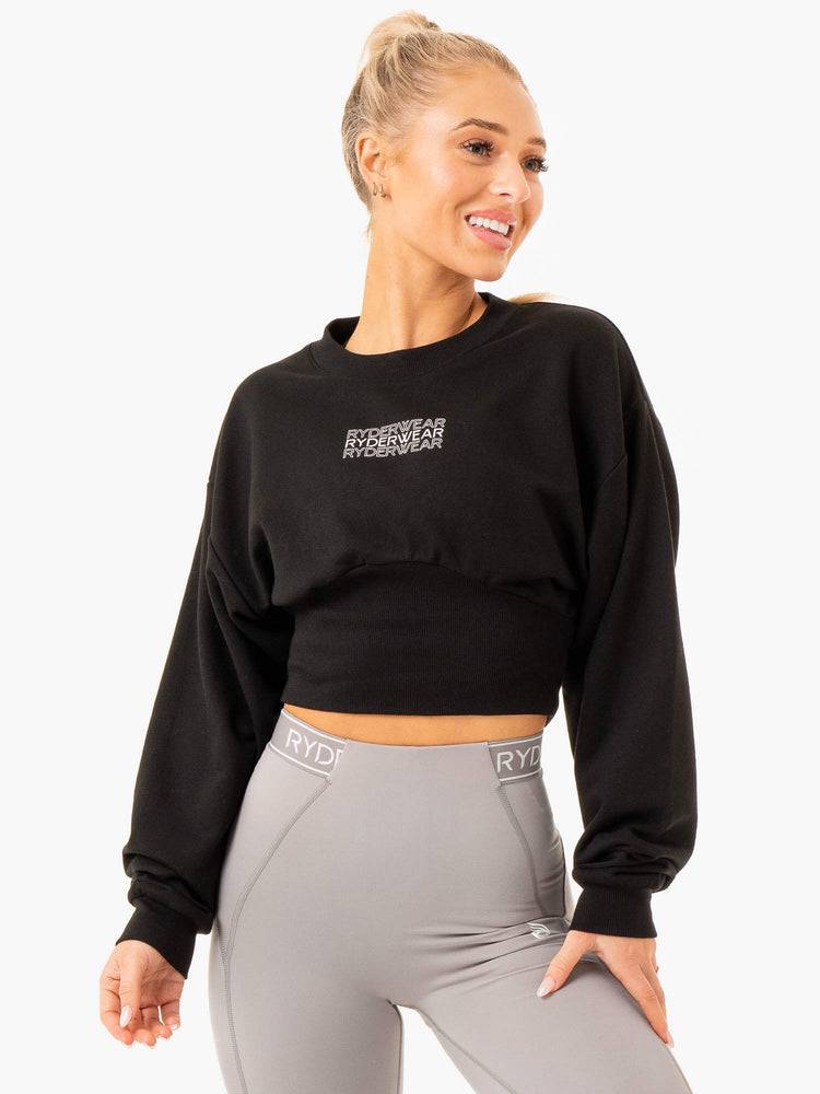 Women\'s Ryderwear Women Sweaters Level Up Jumper Sweaters Black | NZ2576PQ