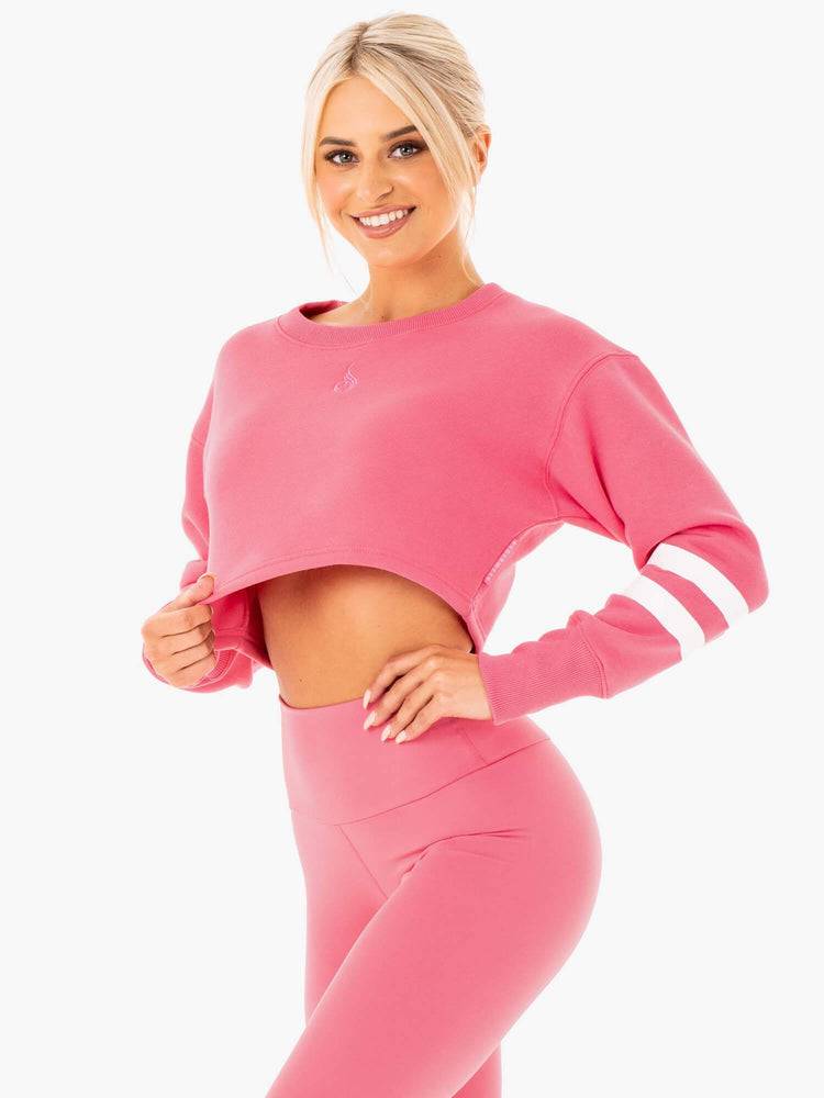 Women's Ryderwear Women Sweaters Motion Cropped Sweaters Pink Lemonade | NZ2599DN