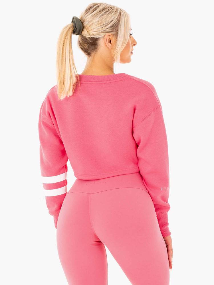 Women's Ryderwear Women Sweaters Motion Cropped Sweaters Pink Lemonade | NZ2599DN