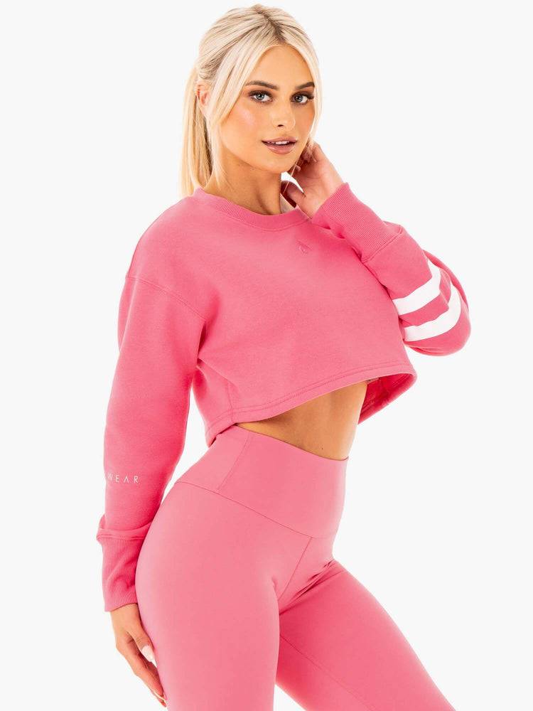 Women\'s Ryderwear Women Sweaters Motion Cropped Sweaters Pink Lemonade | NZ2599DN