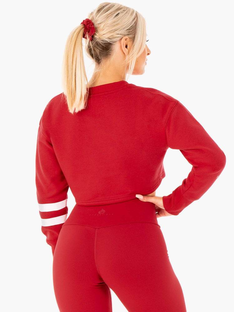 Women's Ryderwear Women Sweaters Motion Cropped Sweaters Red | NZ2602PQ