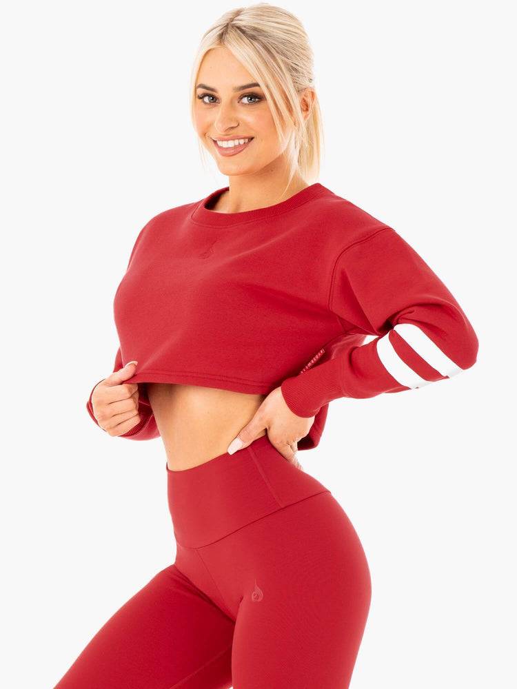 Women's Ryderwear Women Sweaters Motion Cropped Sweaters Red | NZ2602PQ