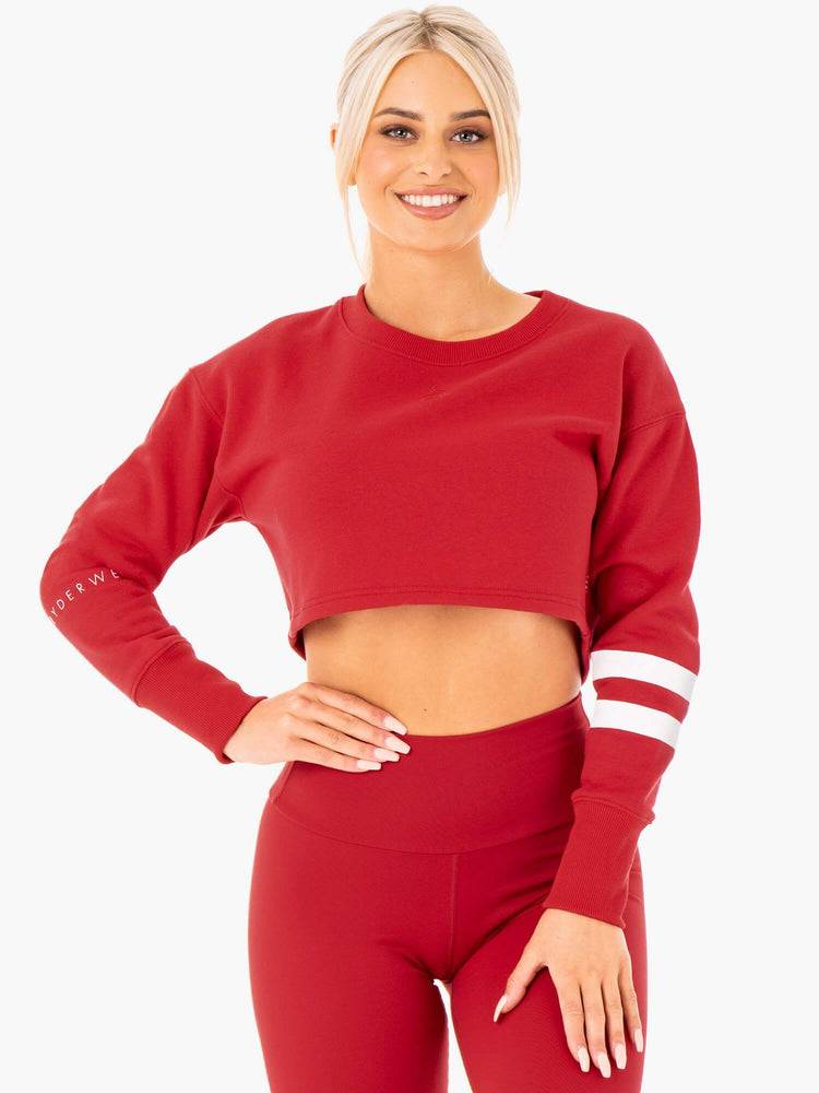 Women\'s Ryderwear Women Sweaters Motion Cropped Sweaters Red | NZ2602PQ