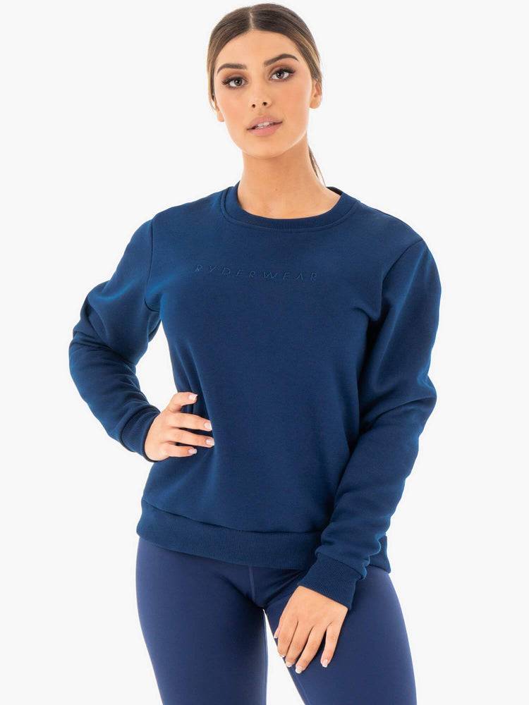 Women\'s Ryderwear Women Sweaters Motion Oversized Sweaters Navy | NZ2607TV