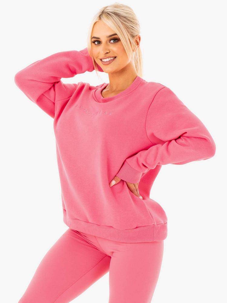 Women\'s Ryderwear Women Sweaters Motion Oversized Sweaters Pink Lemonade | NZ2610WY