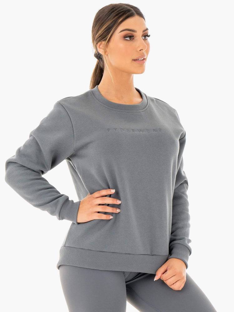 Women's Ryderwear Women Sweaters Motion Oversized Sweaters Charcoal | NZ2611QZ