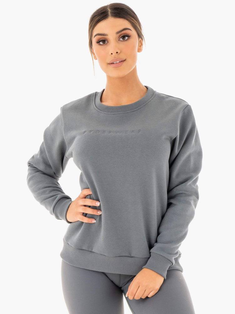 Women\'s Ryderwear Women Sweaters Motion Oversized Sweaters Charcoal | NZ2611QZ