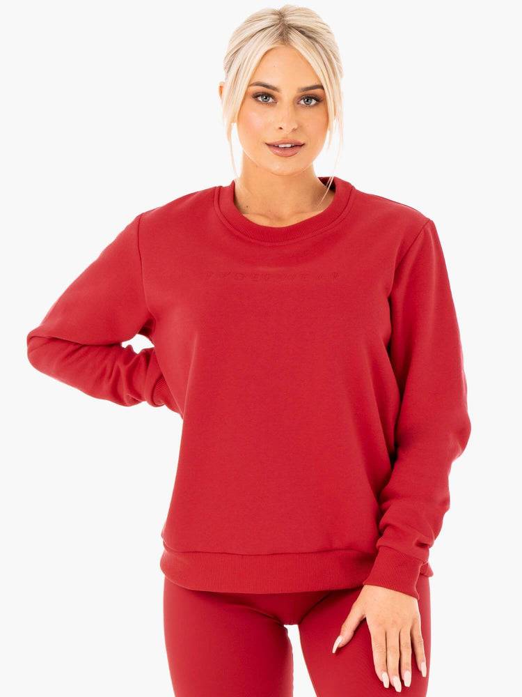 Women\'s Ryderwear Women Sweaters Motion Oversized Sweaters Red | NZ2612MA