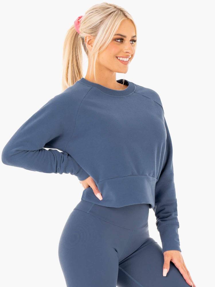 Women's Ryderwear Women Sweaters Motion Sweaters Steel Blue | NZ2616CE