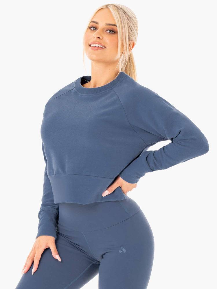 Women's Ryderwear Women Sweaters Motion Sweaters Steel Blue | NZ2616CE