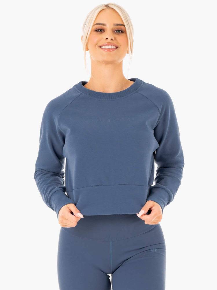 Women\'s Ryderwear Women Sweaters Motion Sweaters Steel Blue | NZ2616CE