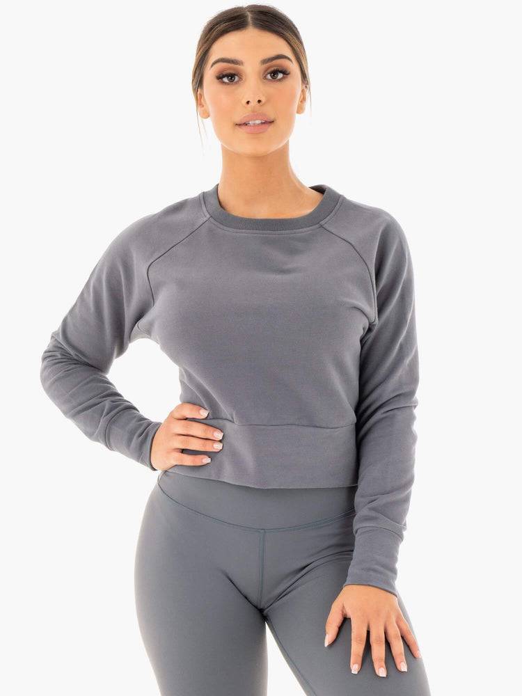 Women\'s Ryderwear Women Sweaters Motion Sweaters Charcoal | NZ2619LH