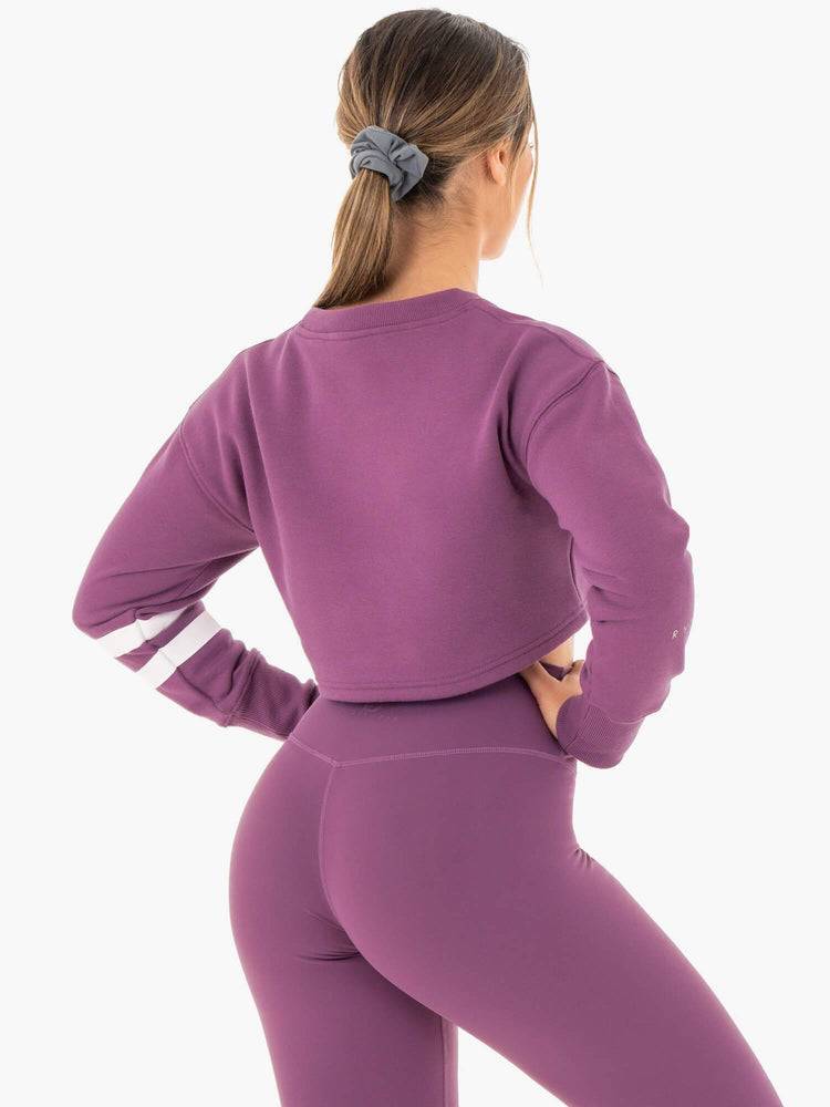 Women's Ryderwear Women Sweaters Motion Cropped Sweaters Purple | NZ2622HK