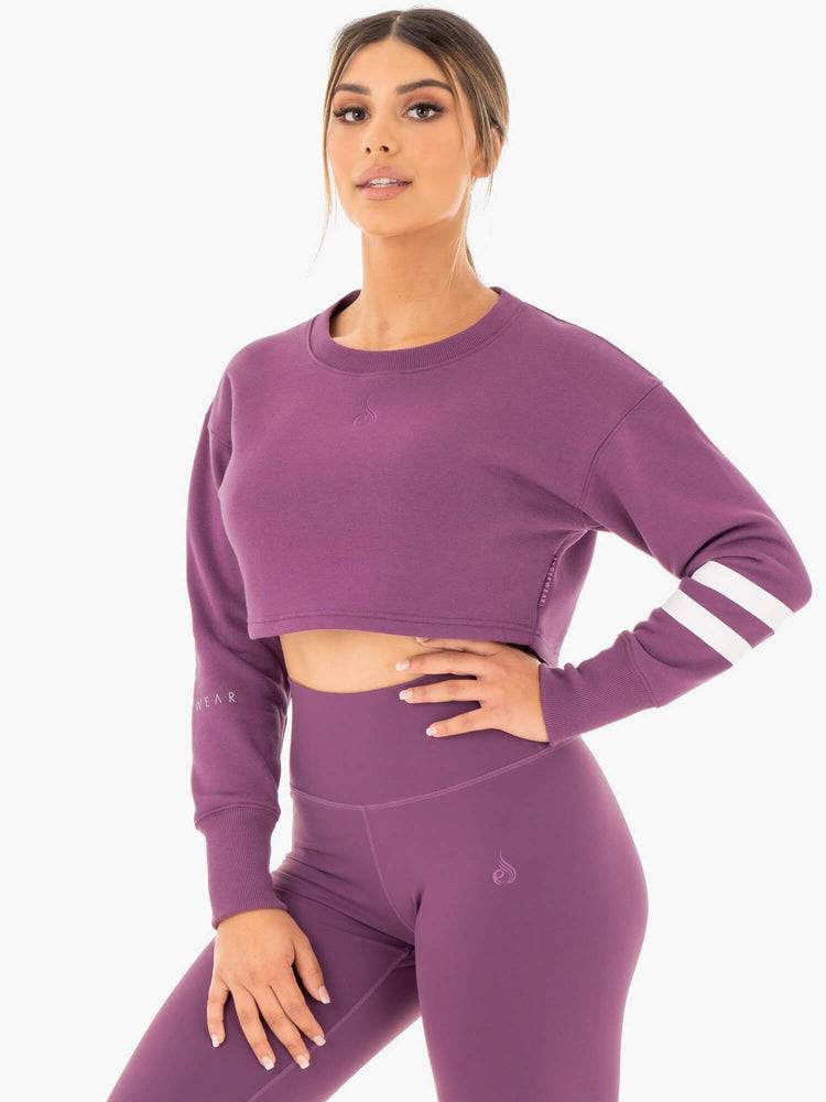 Women's Ryderwear Women Sweaters Motion Cropped Sweaters Purple | NZ2622HK