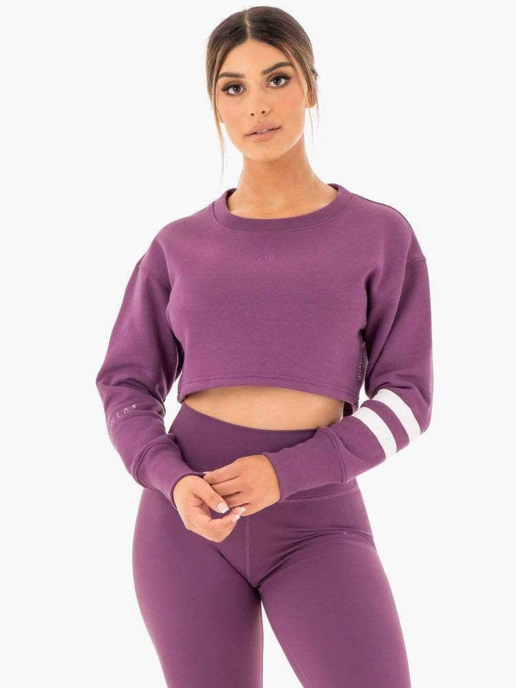 Women\'s Ryderwear Women Sweaters Motion Cropped Sweaters Purple | NZ2622HK