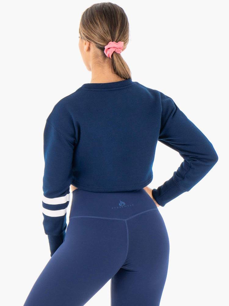 Women's Ryderwear Women Sweaters Motion Cropped Sweaters Navy | NZ2623HK